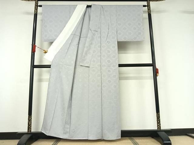 平和屋着物▽上質な色無地　単衣　舞花地紋　白菫色　正絹　逸品　未使用　AABJ1675jh