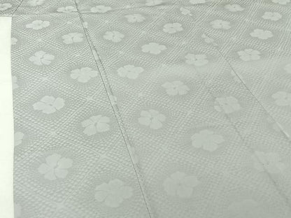 平和屋着物▽上質な色無地　単衣　舞花地紋　白菫色　正絹　逸品　未使用　AABJ1675jh