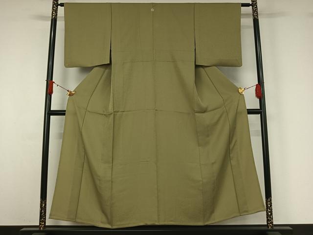 平和屋着物▽色無地　単衣　柳茶色　洗える着物　AABJ1676jh