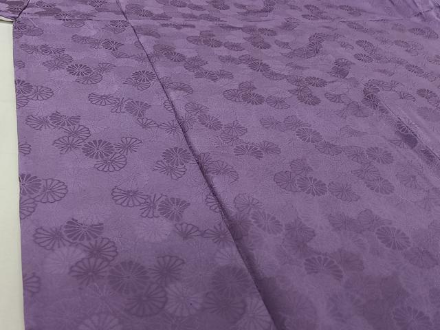 平和屋着物▽上質な色無地　単衣　花尽くし地紋　藤紫色　正絹　逸品　AABJ1680jh