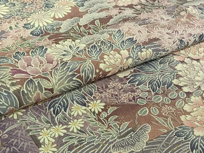 平和屋着物▽上質な小紋　単衣　草花文　正絹　逸品　AABJ1681jh
