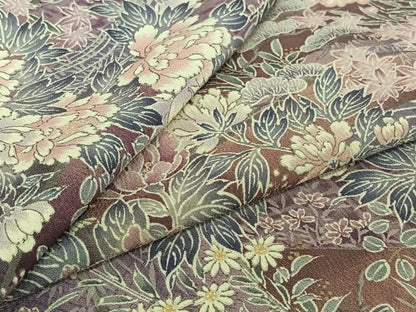 平和屋着物▽上質な小紋　単衣　草花文　正絹　逸品　AABJ1681jh
