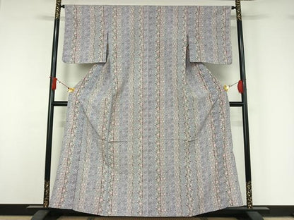 平和屋着物▽小紋　単衣　吉祥花間道　さんび謹製　洗える着物　AABJ1682jh