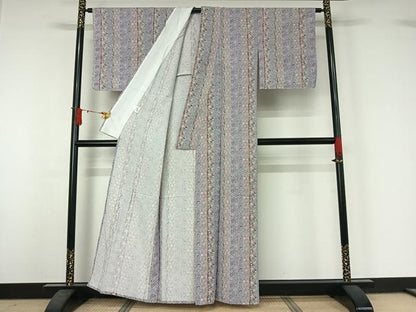平和屋着物▽小紋　単衣　吉祥花間道　さんび謹製　洗える着物　AABJ1682jh