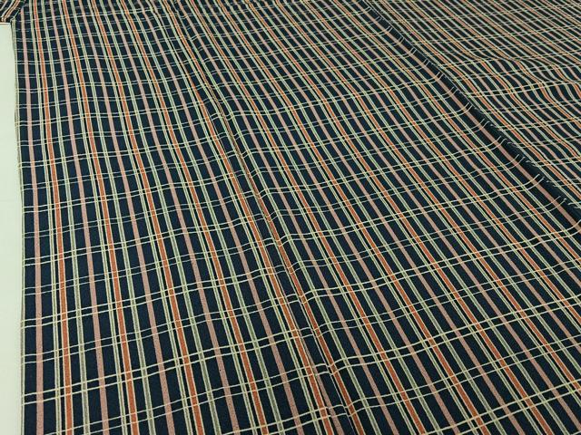 平和屋着物▽上質な小紋　単衣　格子　正絹　逸品　AABJ1683jh