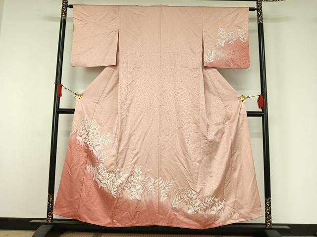 平和屋着物▽訪問着　単衣　草花文　暈し染め　正絹　逸品　AABJ1686jh