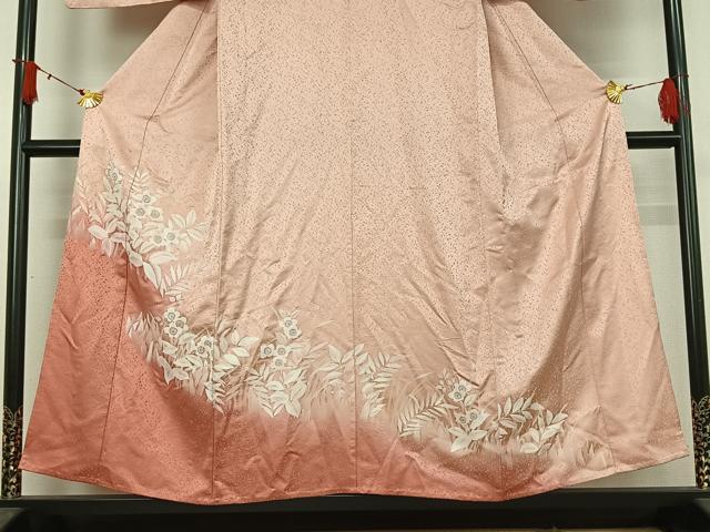 平和屋着物▽訪問着　単衣　草花文　暈し染め　正絹　逸品　AABJ1686jh