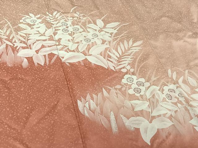 平和屋着物▽訪問着　単衣　草花文　暈し染め　正絹　逸品　AABJ1686jh