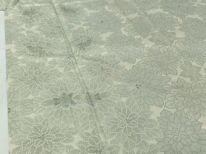 平和屋着物▽本場大島紬　白大島　単衣　9マルキ　花尽くし　正絹　逸品　AABJ1689jh