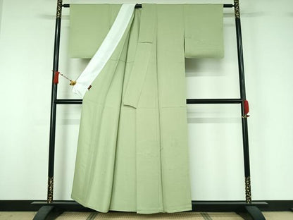 平和屋着物▽無地絵羽訪問着　単衣　雪芝地紋　夏虫色　正絹　逸品　AABJ1691jh
