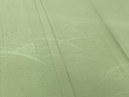 平和屋着物▽無地絵羽訪問着　単衣　雪芝地紋　夏虫色　正絹　逸品　AABJ1691jh
