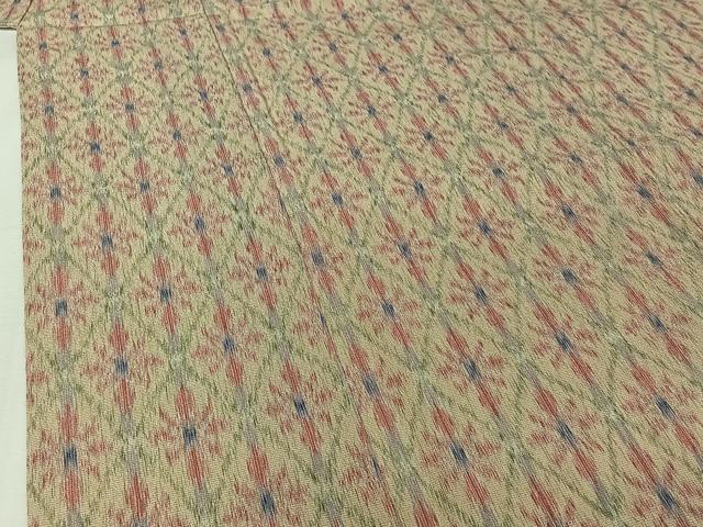 平和屋着物▽本塩沢　単衣　幾何学文様　正絹　逸品　AABJ1692jh