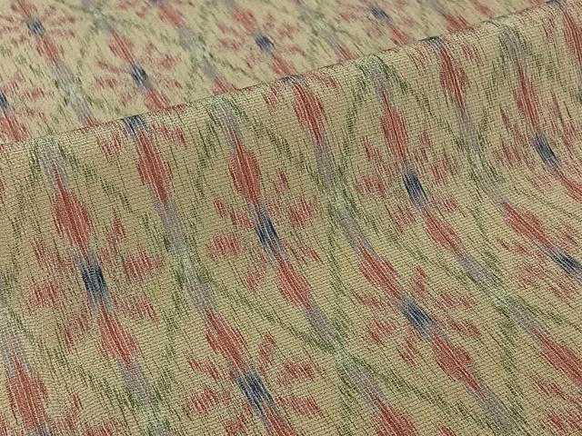 平和屋着物▽本塩沢　単衣　幾何学文様　正絹　逸品　AABJ1692jh