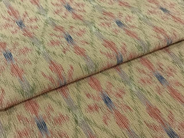 平和屋着物▽本塩沢　単衣　幾何学文様　正絹　逸品　AABJ1692jh