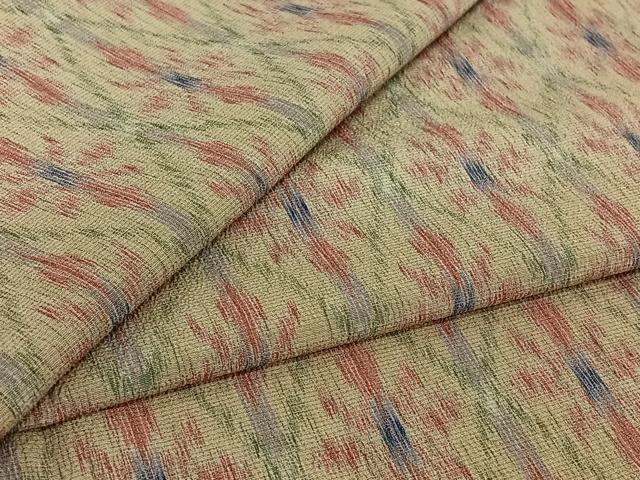 平和屋着物▽本塩沢　単衣　幾何学文様　正絹　逸品　AABJ1692jh