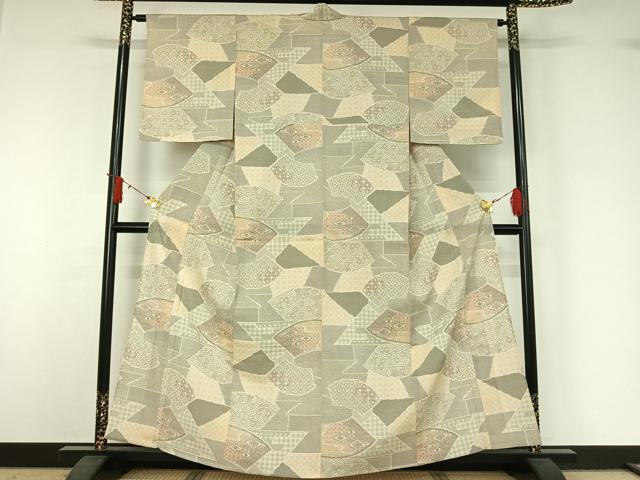 平和屋着物▽本塩沢　単衣　地紙花文　正絹　逸品　未使用　AABJ1694jh