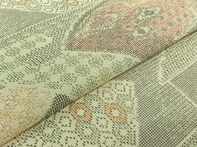 平和屋着物▽本塩沢　単衣　地紙花文　正絹　逸品　未使用　AABJ1694jh