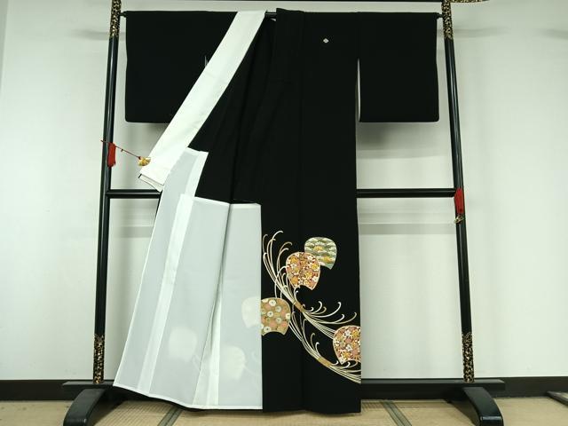 平和屋着物▽豪華黒留袖　単衣　駒刺繍　松竹梅　金銀彩　正絹　逸品　AABJ1696jh