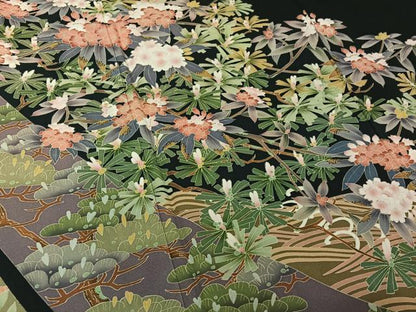 平和屋着物▽豪華黒留袖　単衣　友禅　流水花文　正絹　逸品　AABJ1698jh