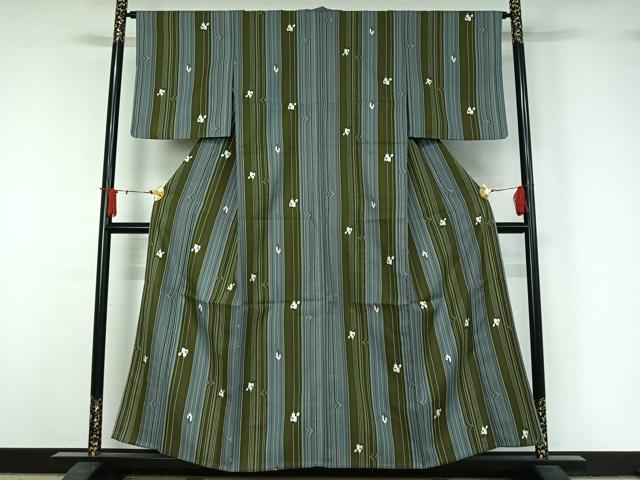 平和屋着物▽小紋　単衣　幾何学文様　洗える着物　AABJ1703jh