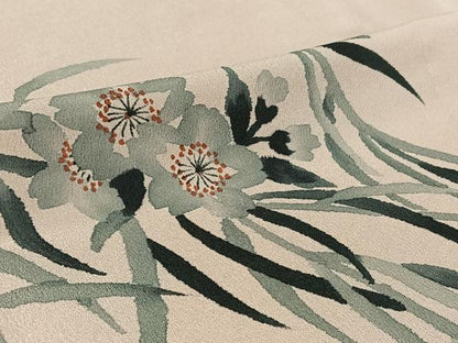 平和屋着物▽色留訪問着　単衣　手描き　草花文　洗える着物　AABJ1704jh