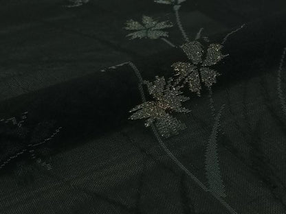 平和屋着物▽羽織　スリーシーズン　春夏秋　塵除け　草花文　黒地　銀糸　正絹　逸品　AABJ1705jh