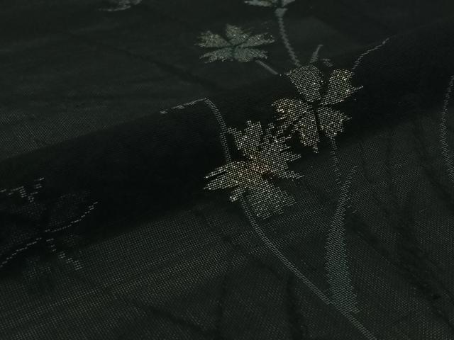 平和屋着物▽羽織　スリーシーズン　春夏秋　塵除け　草花文　黒地　銀糸　正絹　逸品　AABJ1705jh