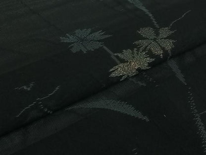 平和屋着物▽羽織　スリーシーズン　春夏秋　塵除け　草花文　黒地　銀糸　正絹　逸品　AABJ1705jh