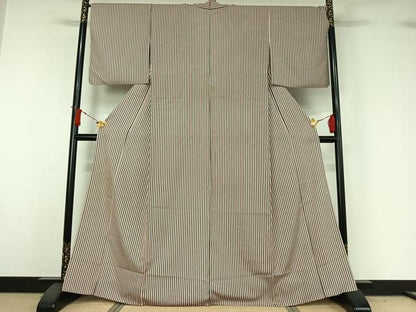 平和屋着物▽小紋　単衣　縞　洗える着物　AABJ1706jh