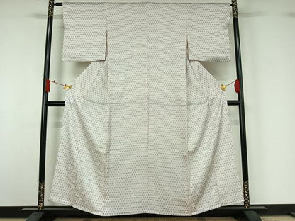 平和屋着物▽上質な小紋　単衣　亀甲花文　正絹　逸品　AABJ1713jh