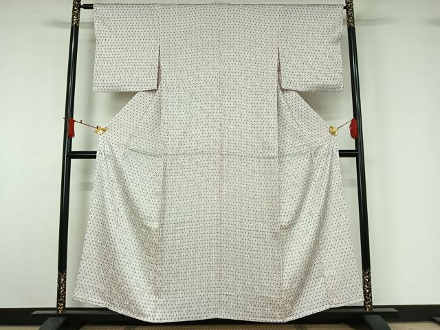 平和屋着物▽上質な小紋　単衣　亀甲花文　正絹　逸品　AABJ1713jh