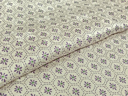 平和屋着物▽上質な小紋　単衣　亀甲花文　正絹　逸品　AABJ1713jh