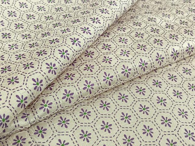 平和屋着物▽上質な小紋　単衣　亀甲花文　正絹　逸品　AABJ1713jh