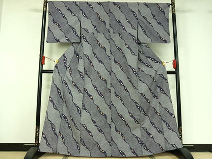 平和屋着物▽小紋　単衣　宝尽くし文　洗える着物　AABJ1717jh