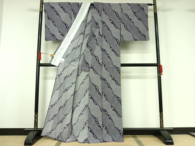 平和屋着物▽小紋　単衣　宝尽くし文　洗える着物　AABJ1717jh
