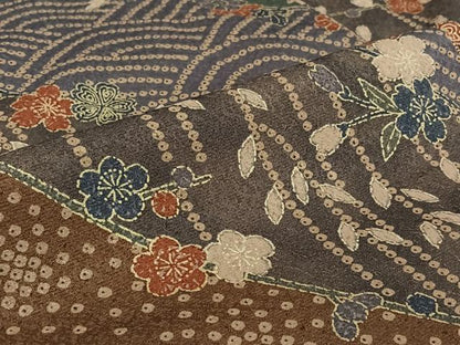 平和屋着物▽小紋　単衣　吉祥花文　洗える着物　AABJ1718jh