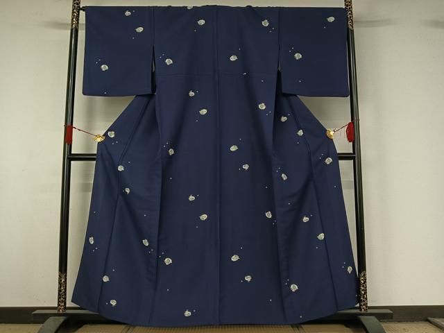 平和屋着物▽小紋　単衣　草花文　洗える着物　AABJ1719jh