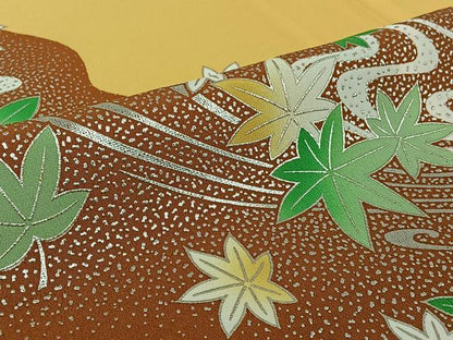 平和屋着物▽訪問着　単衣　竜田川　銀彩　洗える着物　AABJ1721jh
