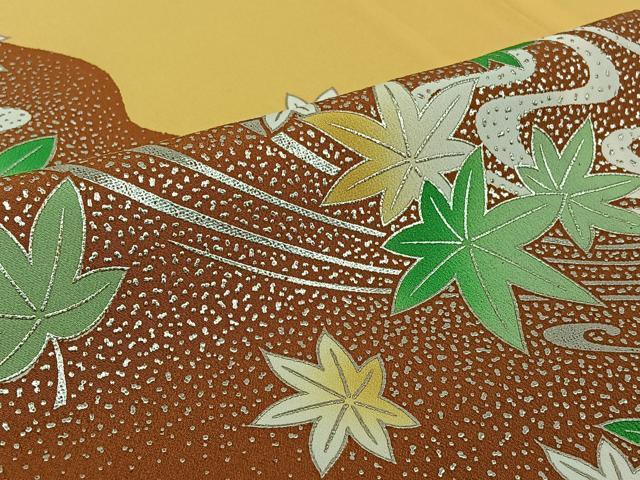 平和屋着物▽訪問着　単衣　竜田川　銀彩　洗える着物　AABJ1721jh