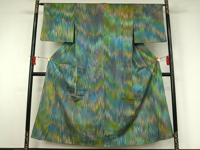 平和屋着物▽お召　単衣　霞文　正絹　逸品　AABJ1726jh