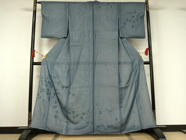 平和屋着物▽訪問着　無双　紗袷　紗×絽　手描き　草花文　金彩　正絹　逸品　AABJ1728jh