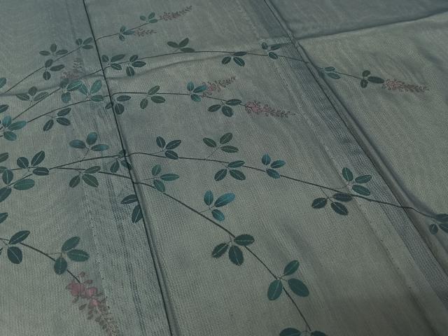 平和屋着物▽訪問着　無双　紗袷　紗×絽　手描き　草花文　金彩　正絹　逸品　AABJ1728jh