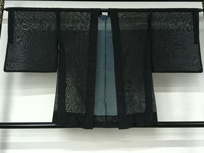 平和屋着物▽羽織　スリーシーズン　春夏秋　塵除け　縞　正絹　逸品　AABJ1731jh