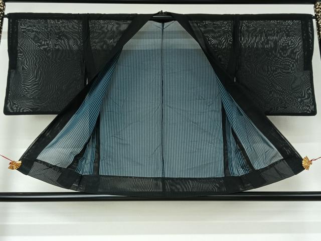 平和屋着物▽羽織　スリーシーズン　春夏秋　塵除け　縞　正絹　逸品　AABJ1731jh