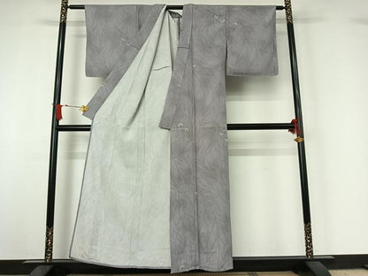 平和屋着物▽小紋　単衣　手描き　草花文　洗える着物　AABJ1732jh