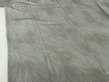 平和屋着物▽小紋　単衣　手描き　草花文　洗える着物　AABJ1732jh