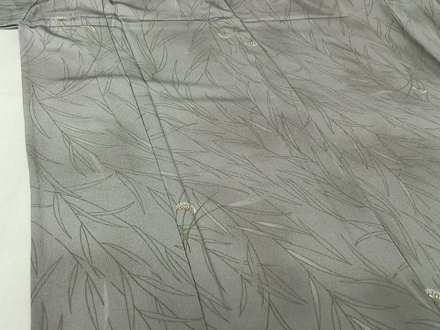 平和屋着物▽小紋　単衣　手描き　草花文　洗える着物　AABJ1732jh