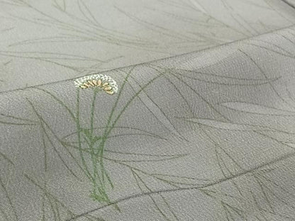 平和屋着物▽小紋　単衣　手描き　草花文　洗える着物　AABJ1732jh