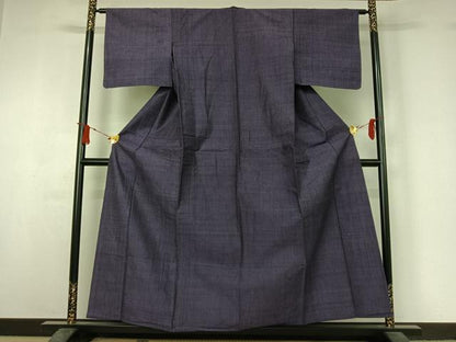 平和屋着物▽上質な紬 　単衣　紫苑色 　正絹　逸品　未使用　AABJ1735jh