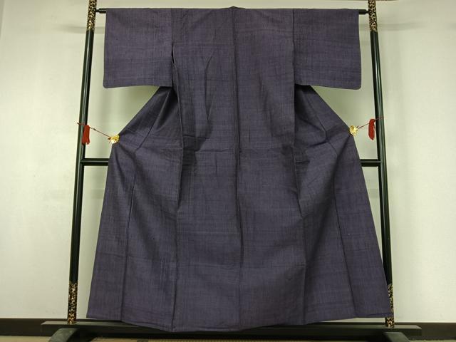 平和屋着物▽上質な紬 　単衣　紫苑色 　正絹　逸品　未使用　AABJ1735jh